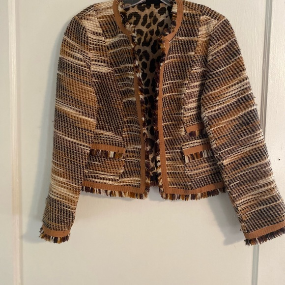 Talbots reversible stripped/leopard print dress jacket size 6 - Picture 3 of 5